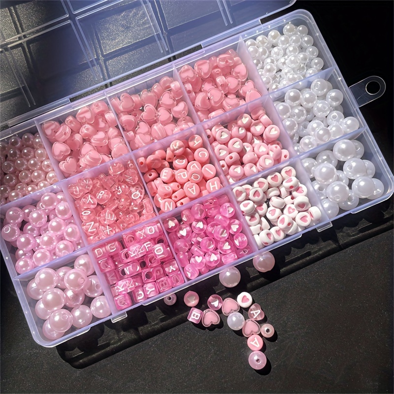 Jewelry Making Box - Caixa de alfabeto rosa de 10