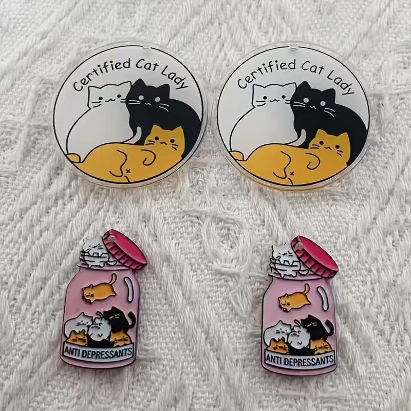 Jewelry Making Earrings - Pingente de gato fofo em acrílico,